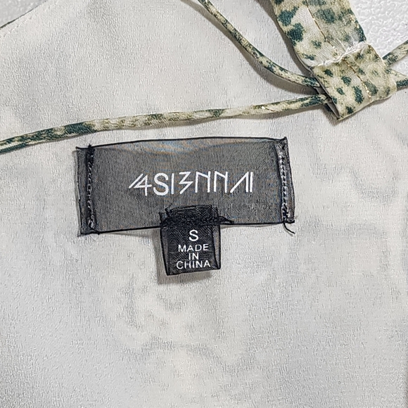 Snake Print Spaghetti Strap Camisole Green Women Small Metallic V-Neck Lined - Picture 6 of 9